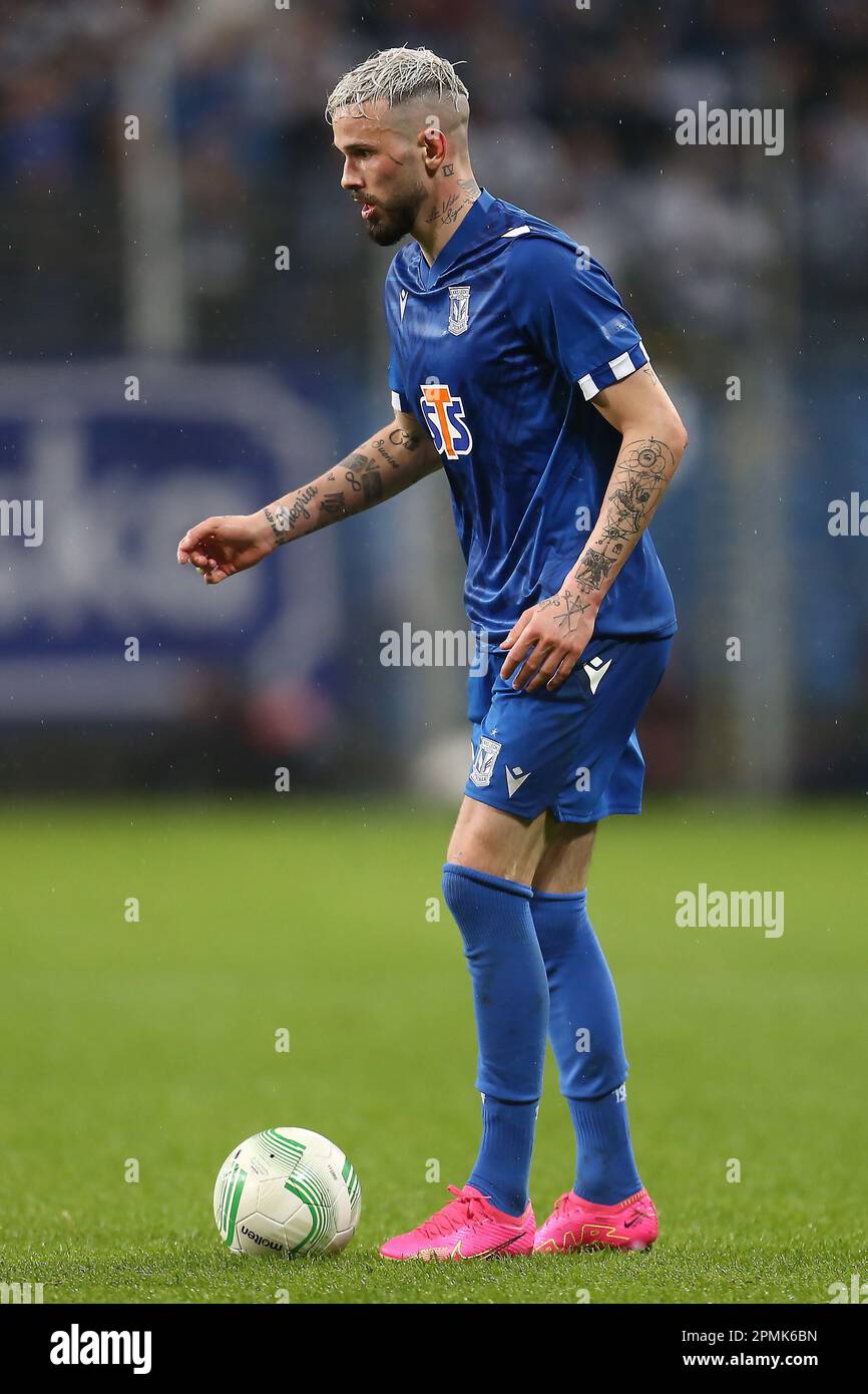 Poznan, Pologne - 13 avril 2023, Kristoffer Velde de Lech lors de la Ligue de la Conférence européenne de l'UEFA, quart de finale, match de football à 1st jambes entre KKS Lech Poznan et ACF Fiorentina sur 13 avril 2023 au Stadion de l'INEA à Poznan, Pologne - photo: Piotr Matusewicz/DPPI/LiveMedia Banque D'Images