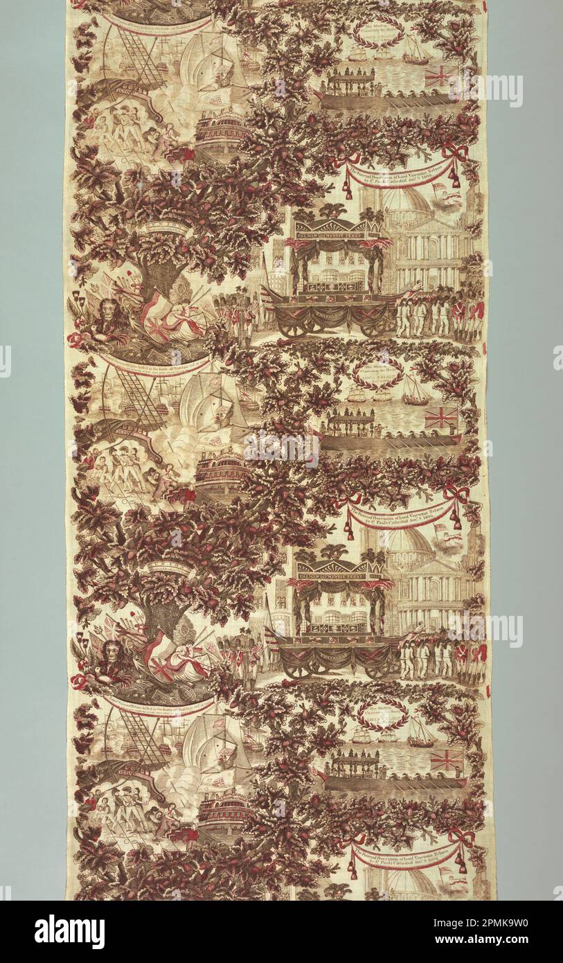 Textile, funéraire de Lord Nelson; Angleterre; coton; Warp x Weft: 158 x 68 cm (5 pi. 2 3/16 po x 26 3/4 po) Répéter H : 55,2 cm (21 3/4 po) Banque D'Images