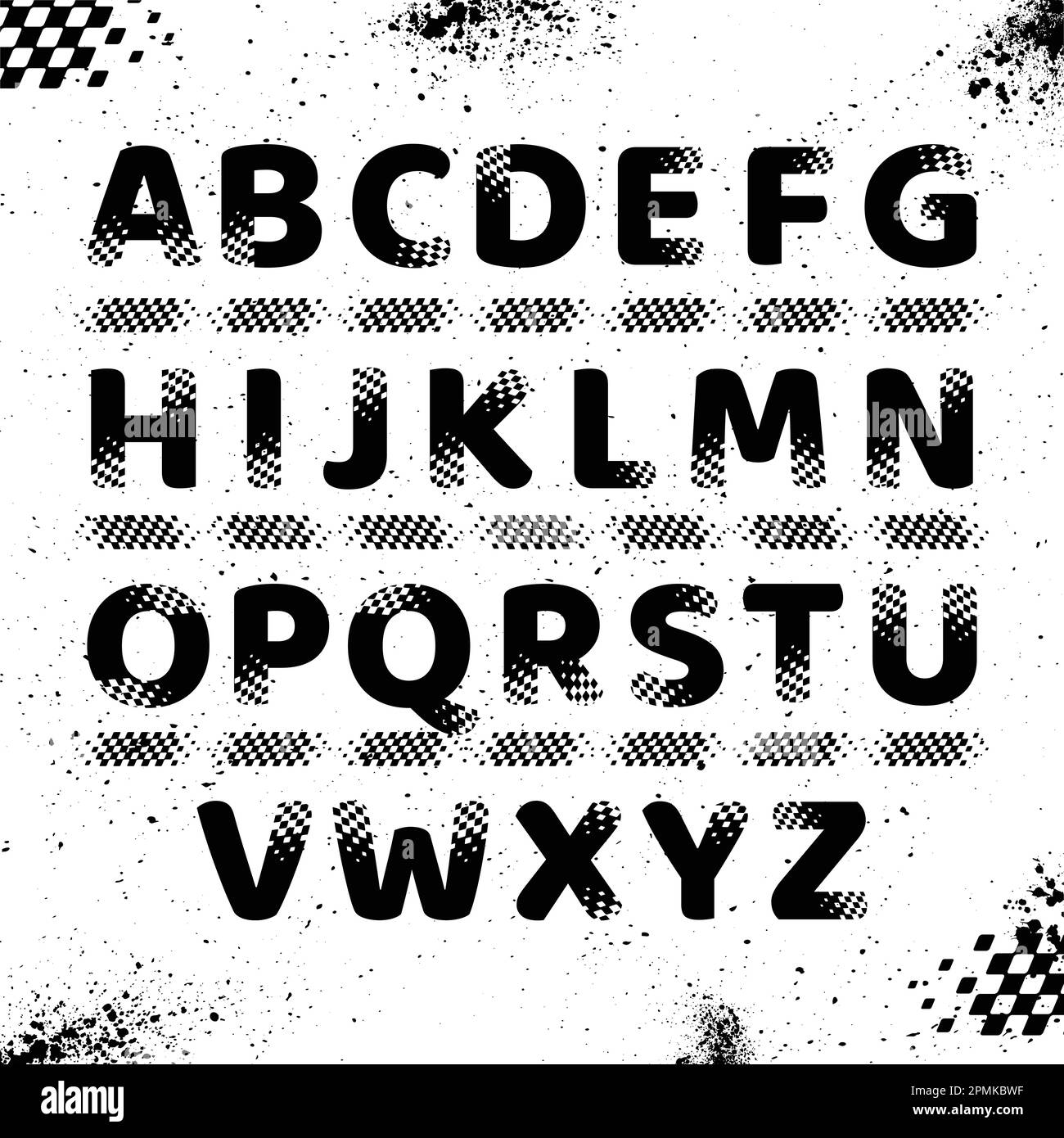 Drapeau à damier de race, alphabet noir Illustration de Vecteur