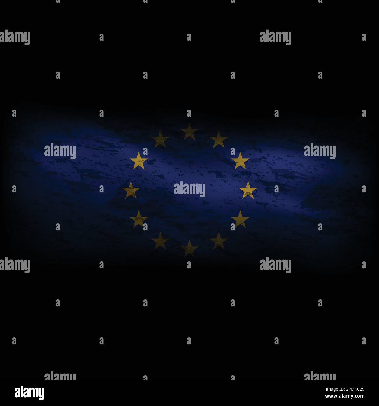 Drapeau de l'Union européenne textile noir grunge Illustration de Vecteur
