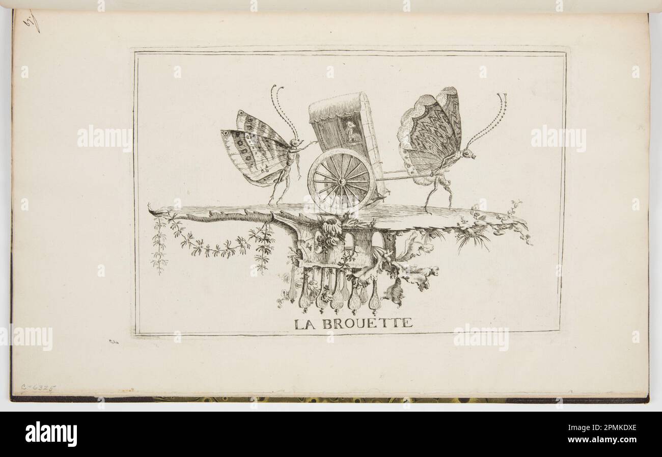 Imprimé relié, la Brouette; conçu par Charles-Germain de Saint-Aubin (français, 1721–1786); Imprimeur: Étienne Fessard (français, 1714–1777); gravure sur papier couté; Marq. Platemark: 18,2 × 26,7 cm (7 3/16 × 10 1/2 po) Feuille : 24,5 × 40,2 cm (9 5/8 × 15 13/16 po) Banque D'Images