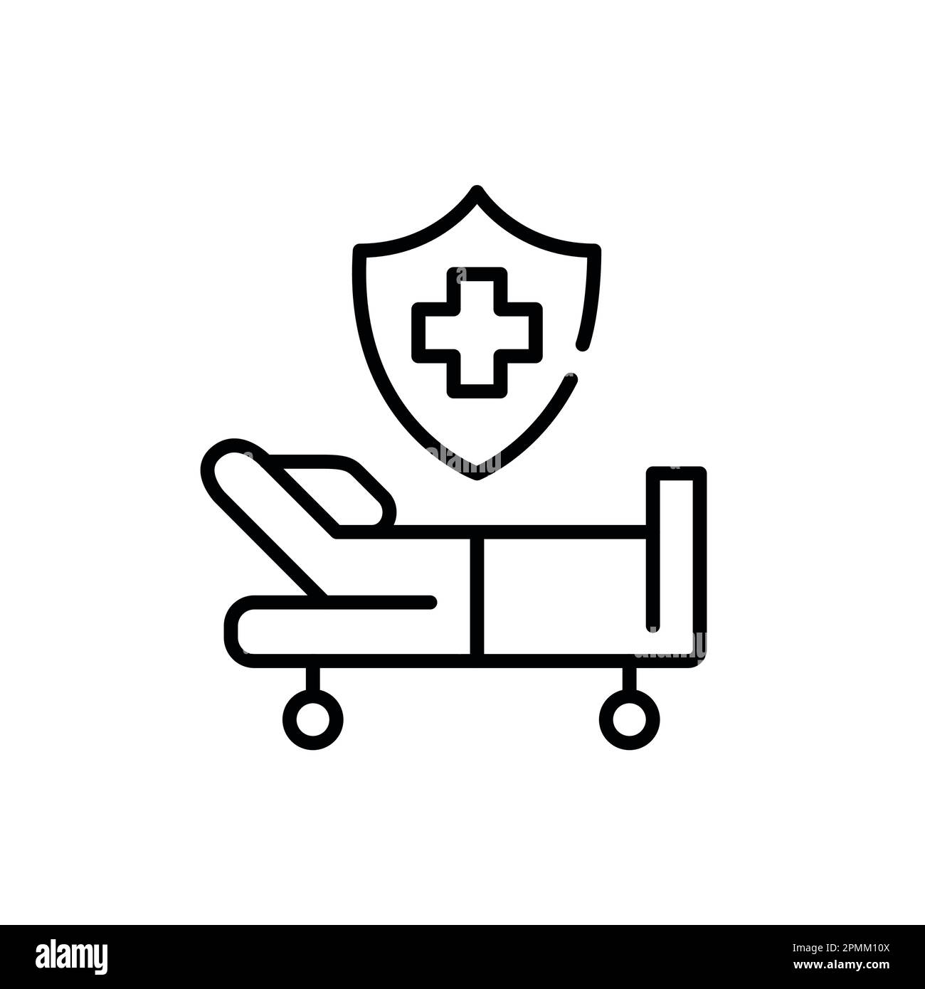 Lit d'hôpital. Services hospitaliers couverts par le régime de soins de santé. Icône de ligne de contour pixel Perfect, modifiable Illustration de Vecteur Lit d'hôpital. Services hospitaliers couverts par le régime de soins de santé. Icône de ligne de contour pixel Perfect, modifiable Illustration de Vecteur