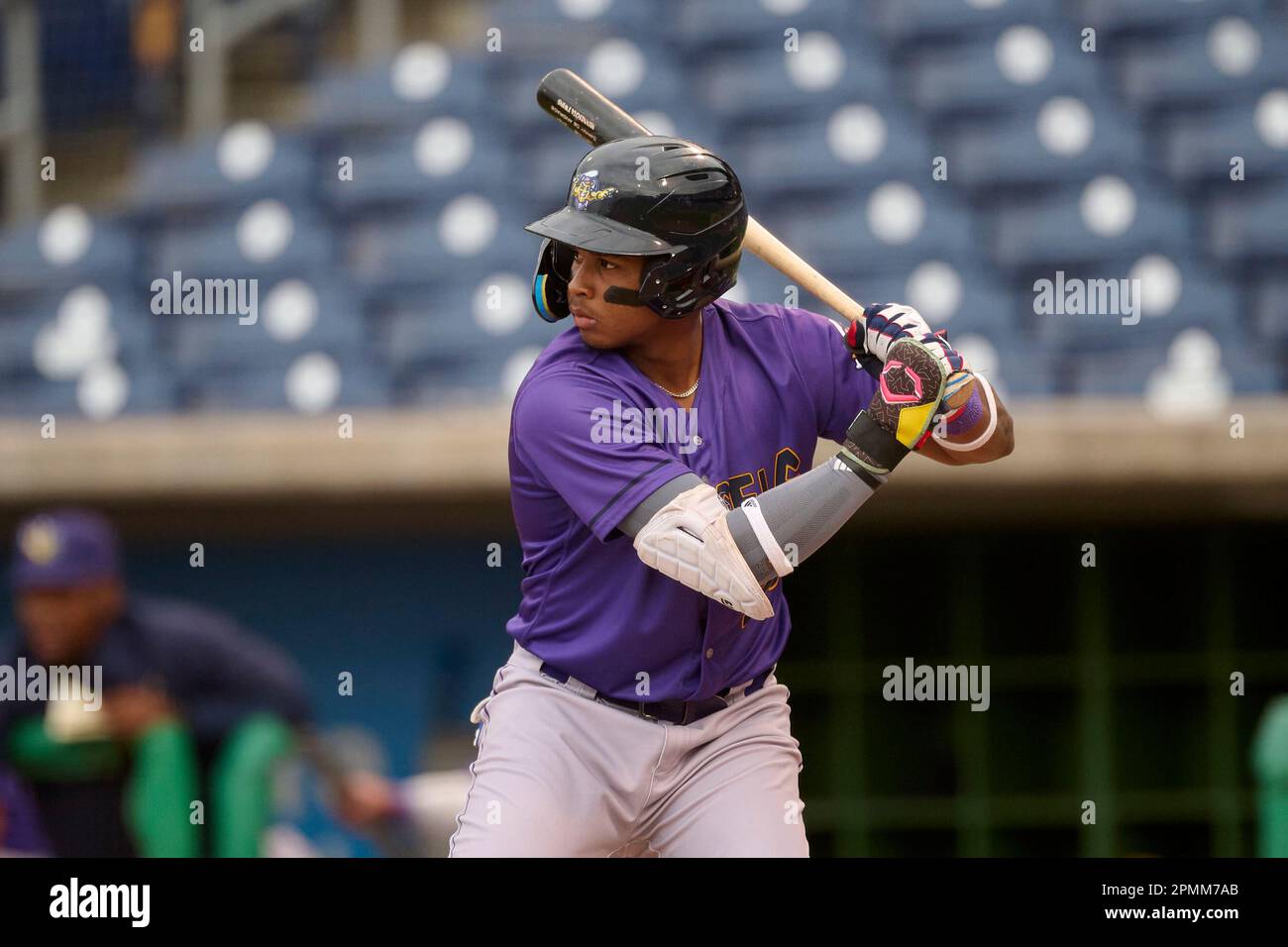 Fort Myers Mighty Mussels Rubel Cespedes (20) bats during an MiLB
