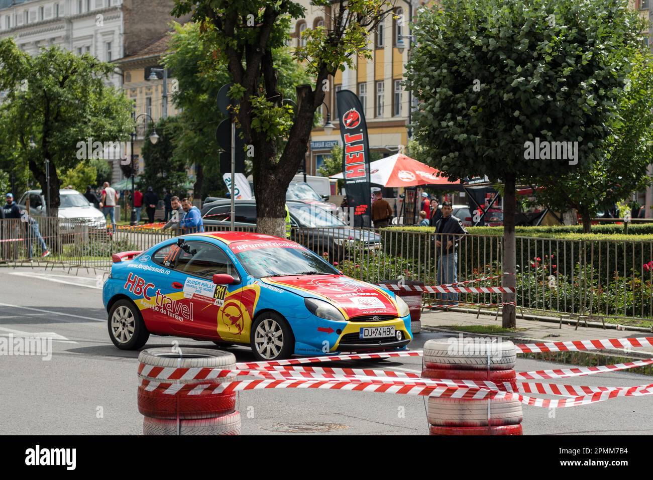 Marosvasarhely/ Transylvanie - 23 juin RD 2018: Ford Puma en cours de Super Rally Trofeul Targu Mures. Banque D'Images