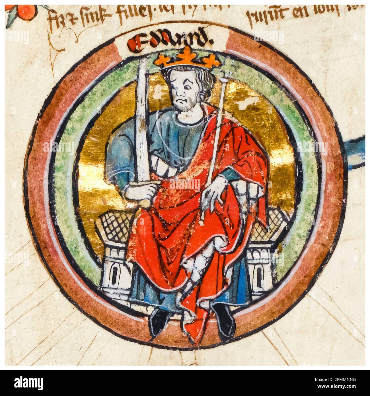 Edward Ier d'Angleterre (1239-1307), également connu sous le nom d'Edward Longshanks et le marteau des Écossais était roi d'Angleterre (1272-1307), tableau manuscrit illuminé de portrait, avant 1399 Banque D'Images