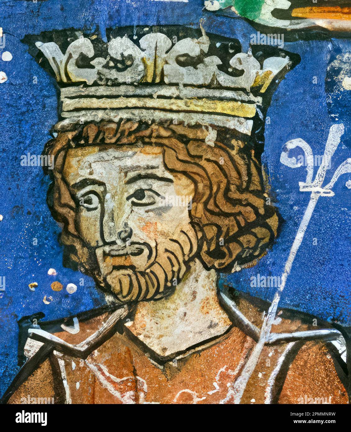 Amalric de Jérusalem, également connu sous le nom d'Amaury I (1136-1174), roi de Jérusalem (1163-1174), miniature de portrait manuscrit illuminé, avant 1299 Banque D'Images