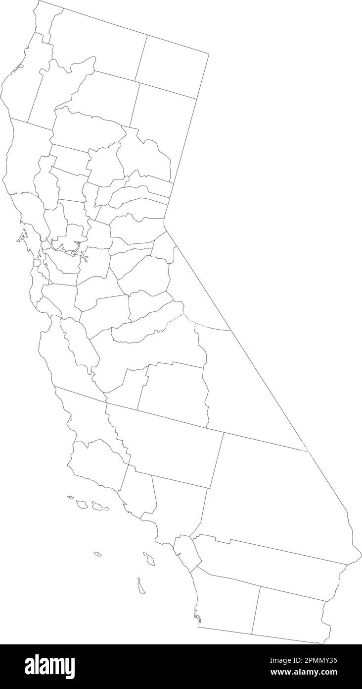 Carte des aveugles de Californie très détaillée. Illustration de Vecteur