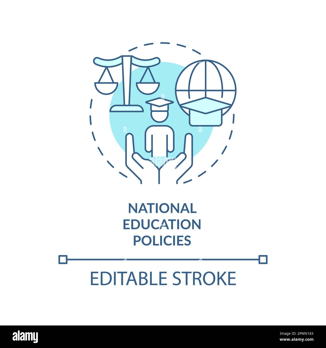 Politiques nationales d'éducation turquoise concept icône Illustration de Vecteur