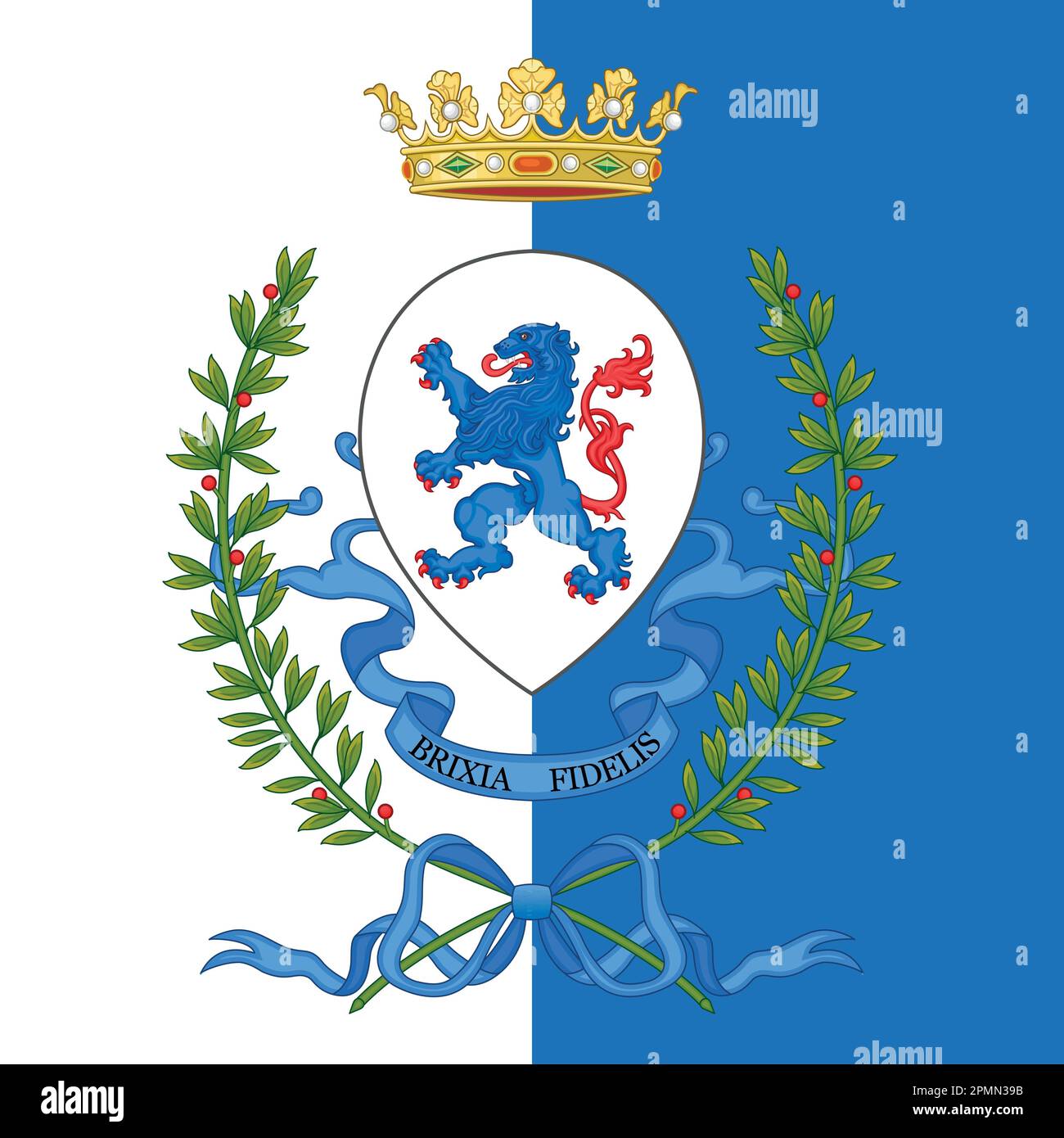 Ville de Brescia armoiries sur le drapeau, Lombardie, Italie, illustration vectorielle Illustration de Vecteur