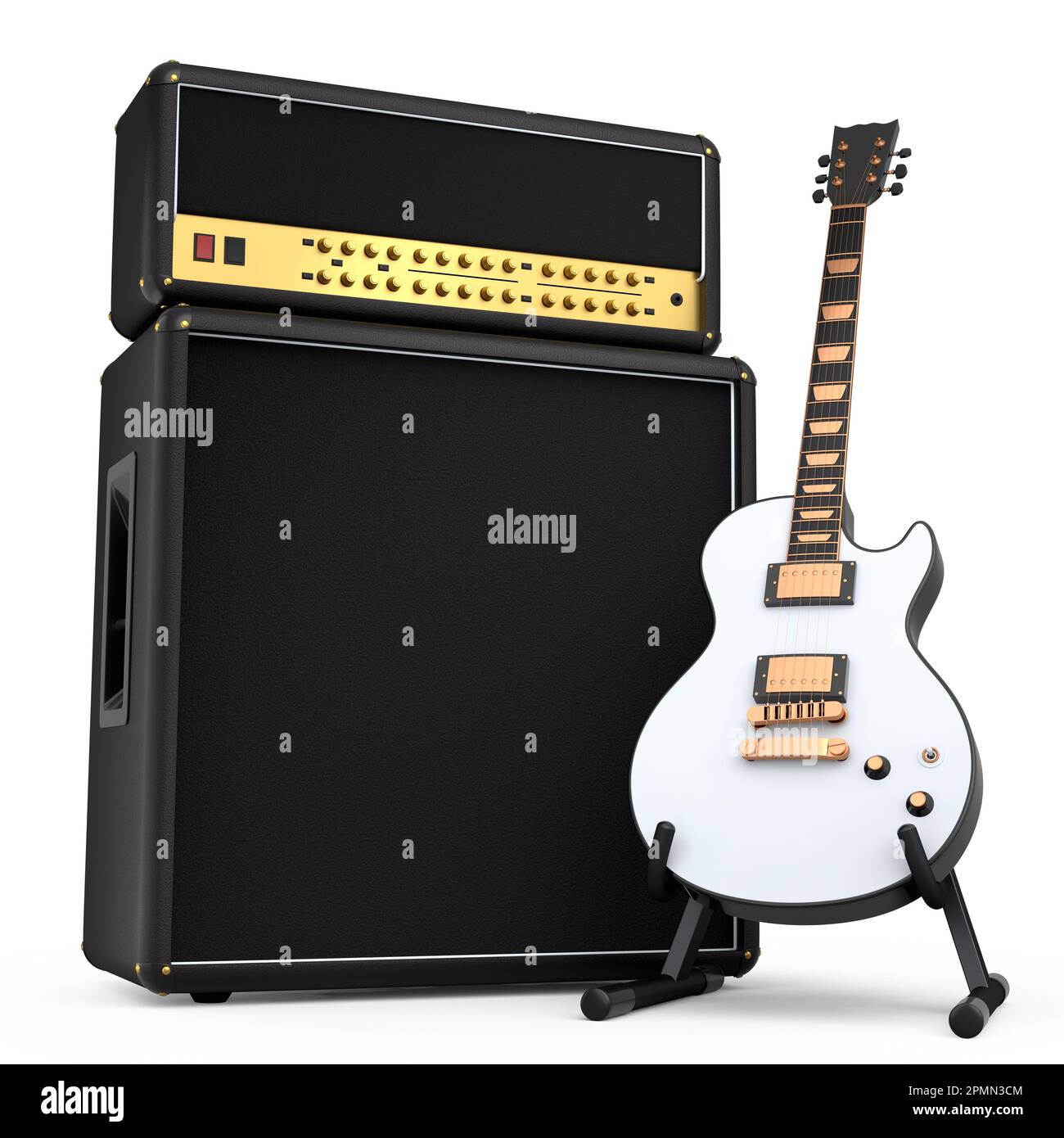 Amplificateur classique avec guitare électrique ou acoustique sur support  isolé sur fond blanc.3d rendu de l'amplificateur pour l'enregistrement de  la guitare basse en studio Photo Stock - Alamy