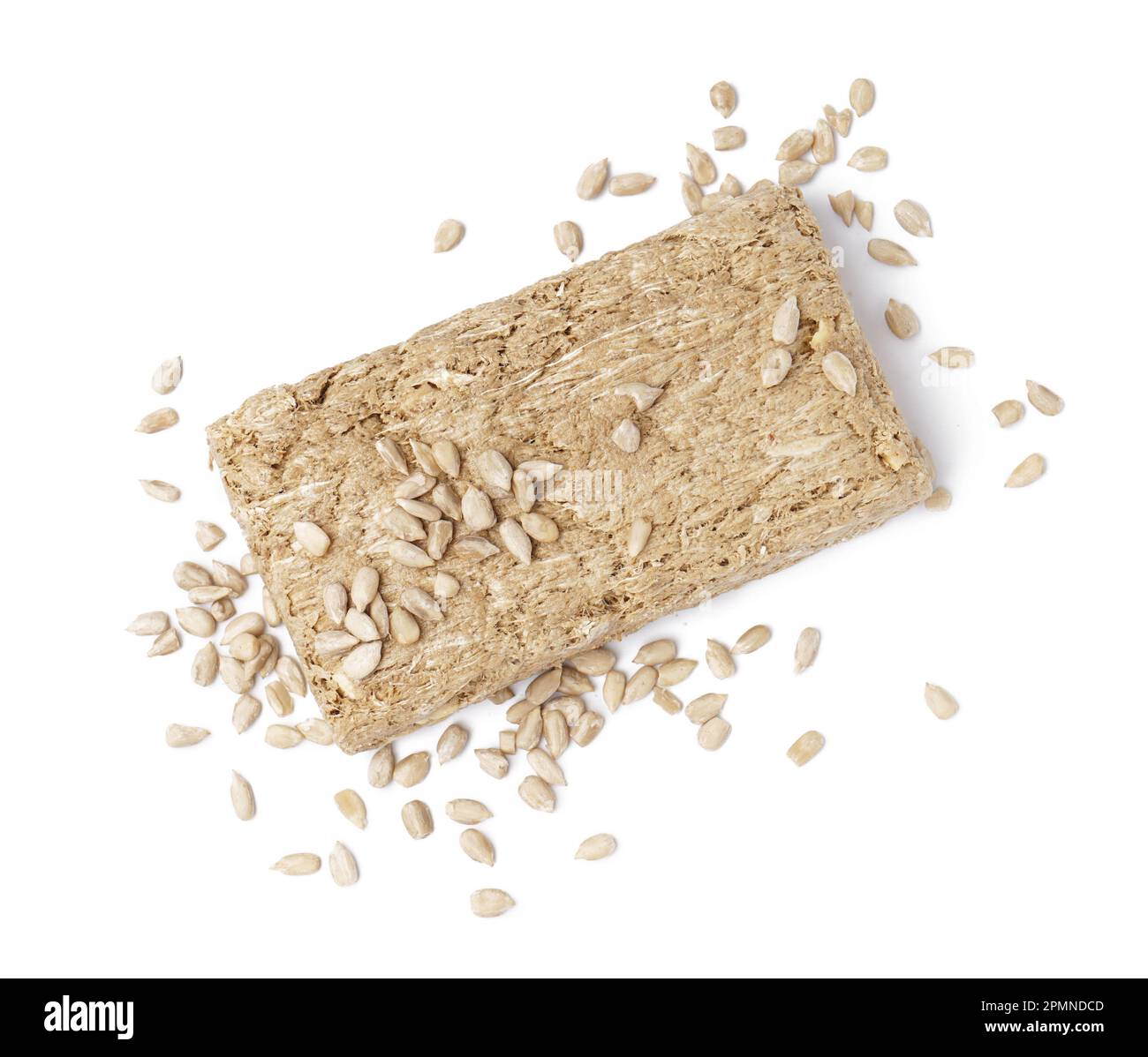 Halva douce avec graines de tournesol sur fond blanc Banque D'Images
