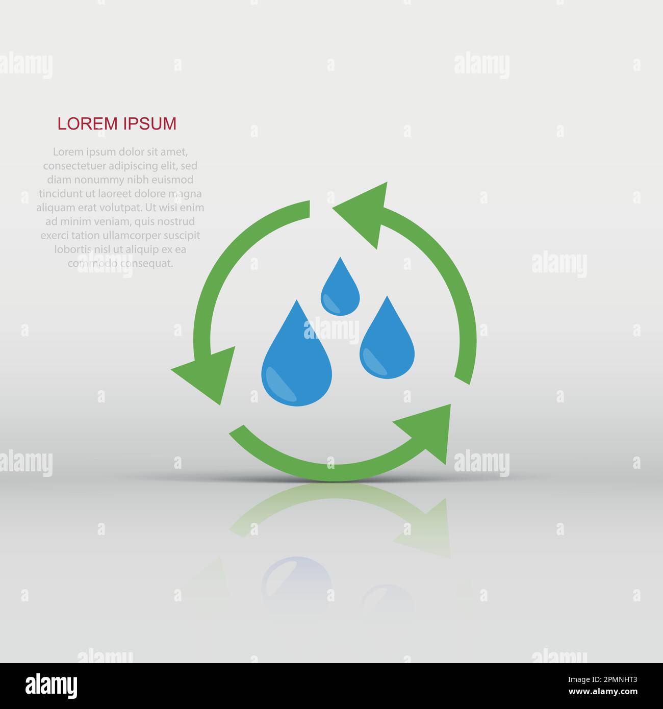 Icône de cycle de l'eau vectoriel de style plat. Pictogramme de recyclage. Concept d'entreprise écologique. Illustration de Vecteur