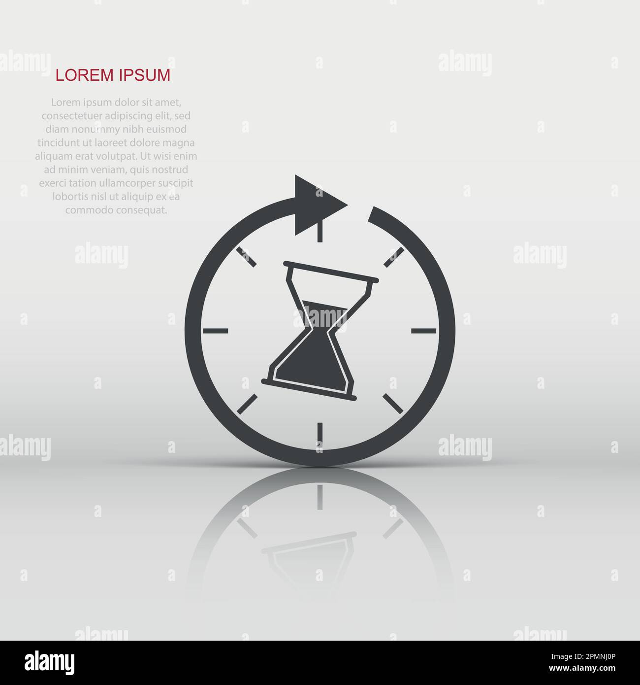 Icône de temps vectoriel en style plat. Pictogramme d'illustration du panneau HourGlass. Concept d'affaires d'horloge de verre de sable. Illustration de Vecteur