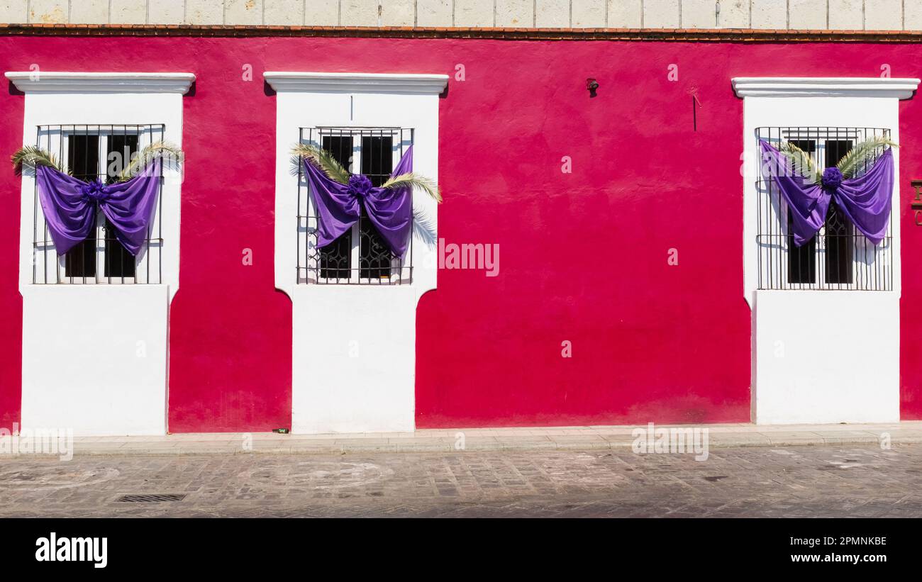 Semana Santa décorations, centre colonial historique d'Oaxaca Banque D'Images
