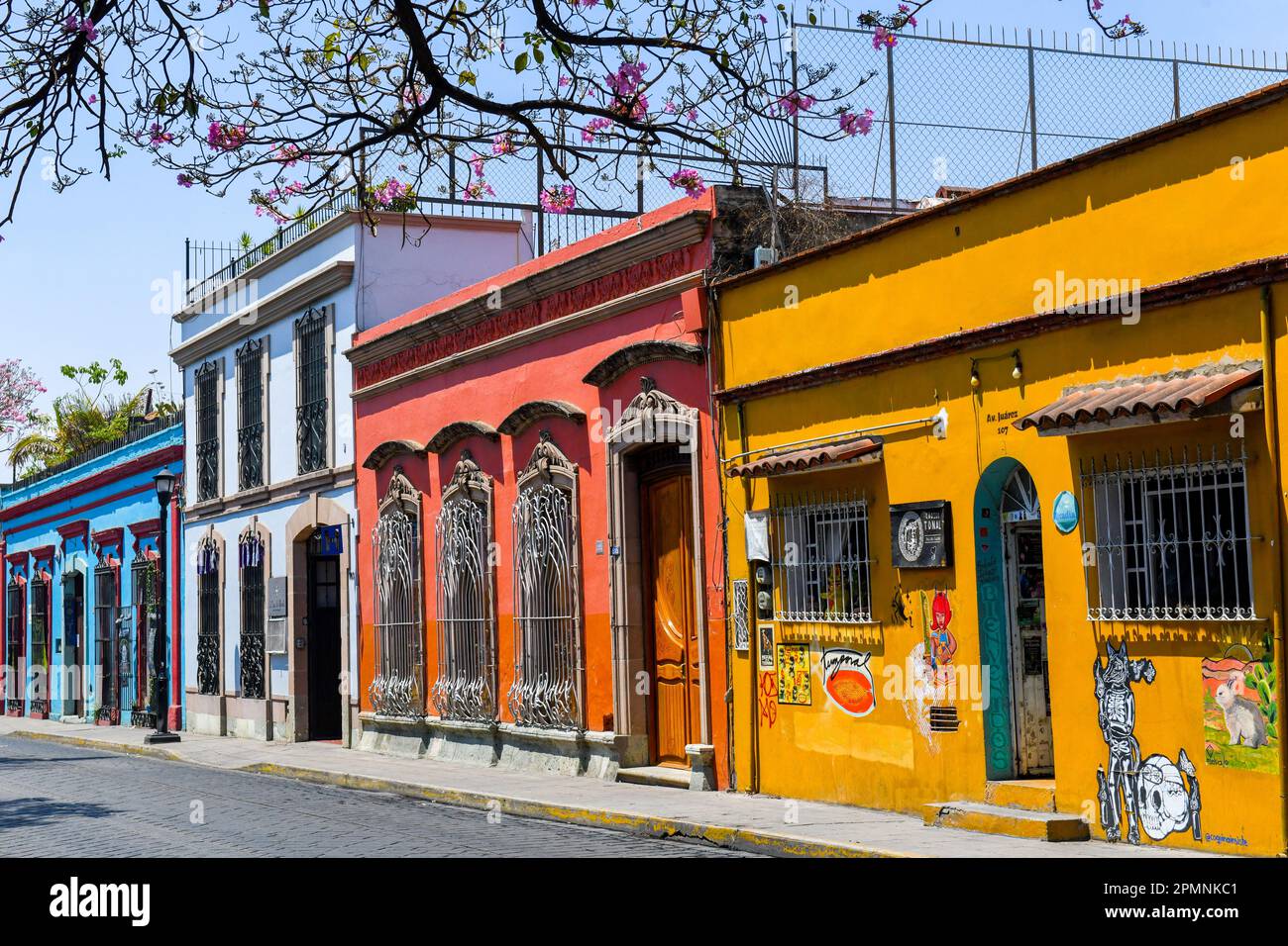 Scène pittoresque, centre colonial d'Oaxaca Mexique Banque D'Images