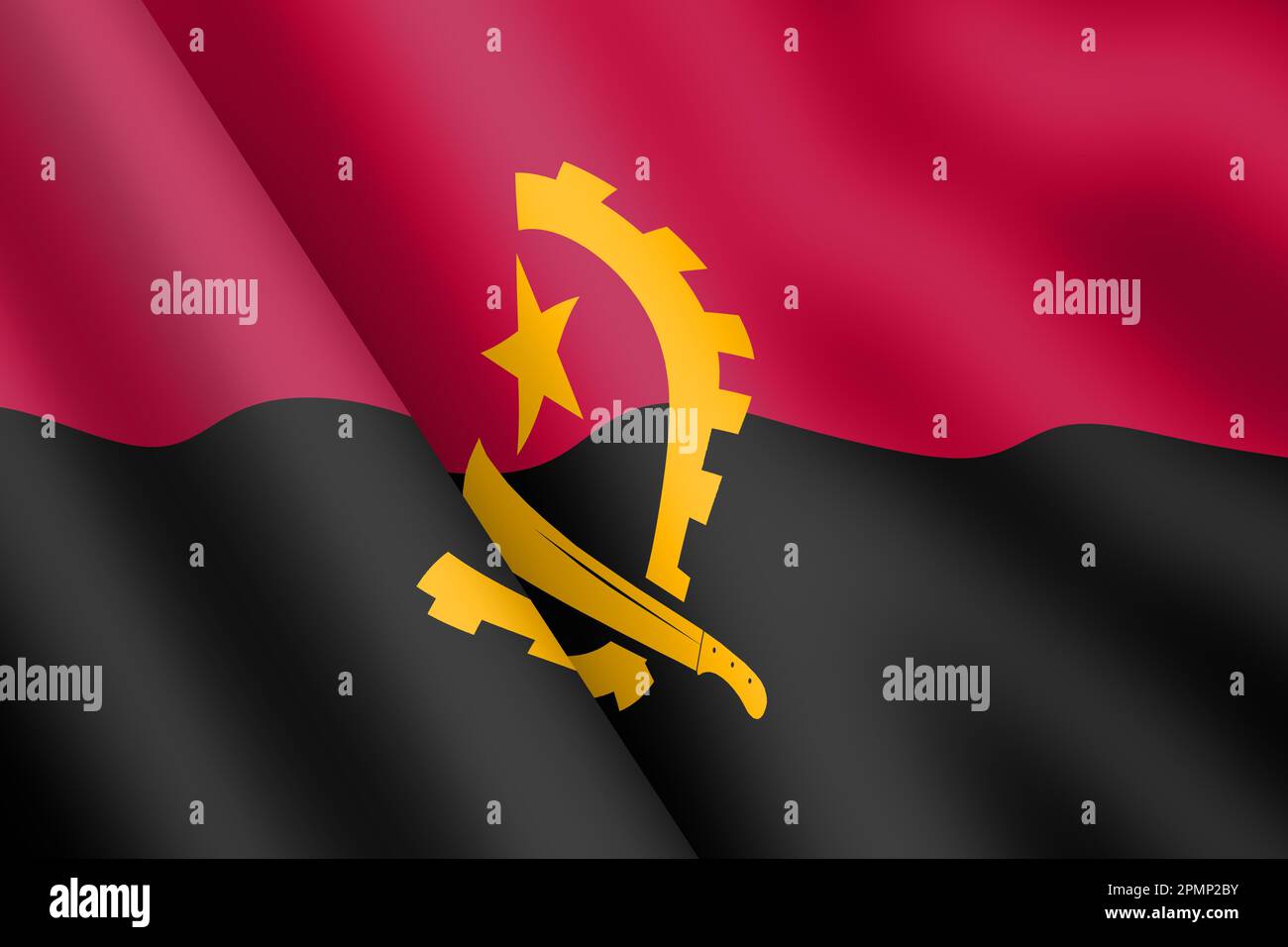 Angola Waving drapeau 3D illustration ondulation du vent Banque D'Images