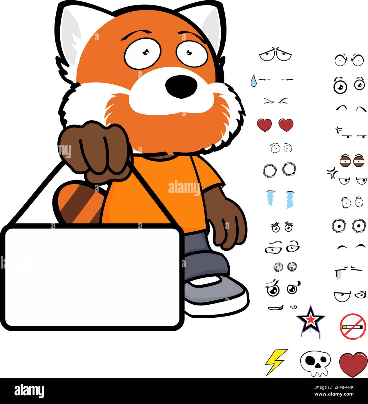 vêtement de dessin animé à motif panda rouge à motif enfant, pack expressions au format vectoriel Illustration de Vecteur