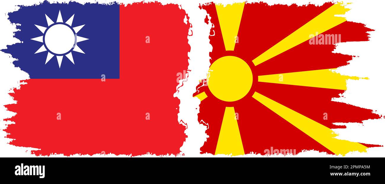 Nord de la Macédoine et Taïwan grunge drapeaux connexion, vecteur Illustration de Vecteur