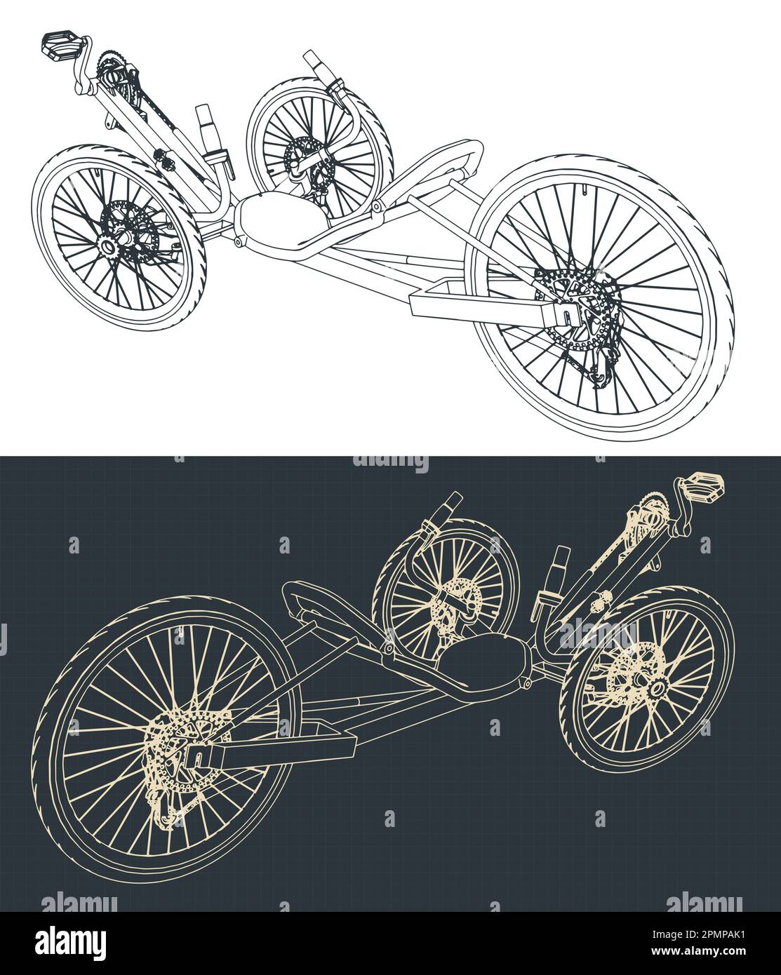 Illustration vectorielle stylisée de modèles de vélo allongé Illustration de Vecteur
