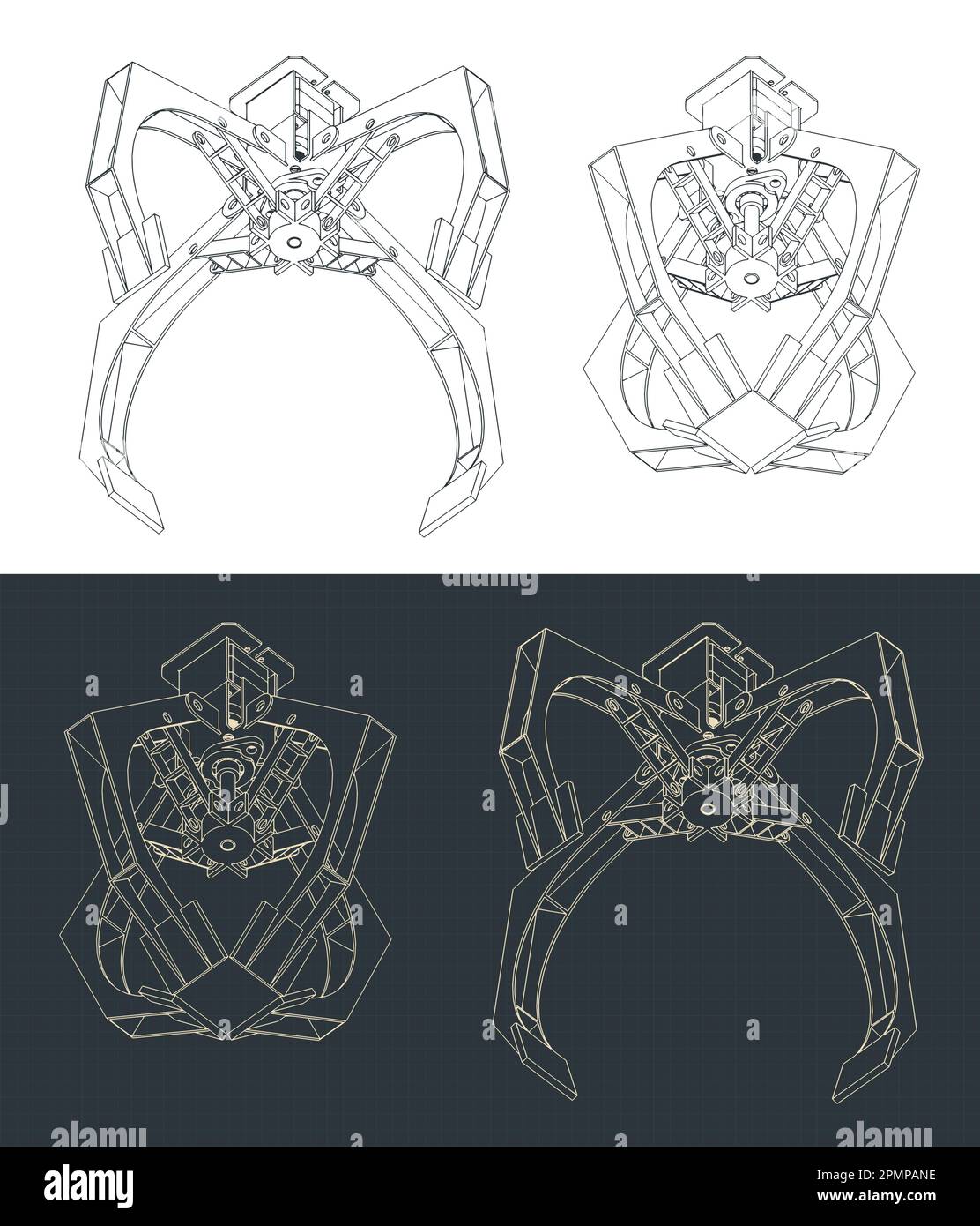 Illustration vectorielle stylisée des modèles isométriques de la pince à mâchoires Illustration de Vecteur