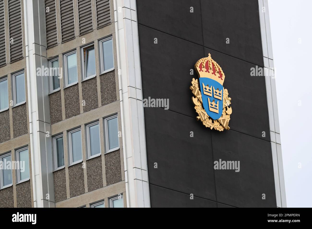 Drapeau de l'autorité de police suédoise. Banque D'Images