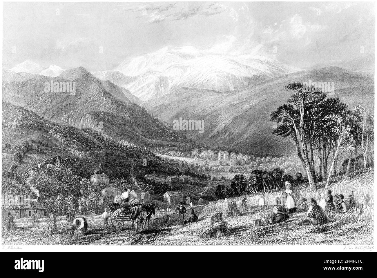 Une gravure de Strathpeffer Mineral Wells, Ross-shire, Écosse, Royaume-Uni a scanné à haute résolution à partir d'un livre imprimé en 1840. Banque D'Images