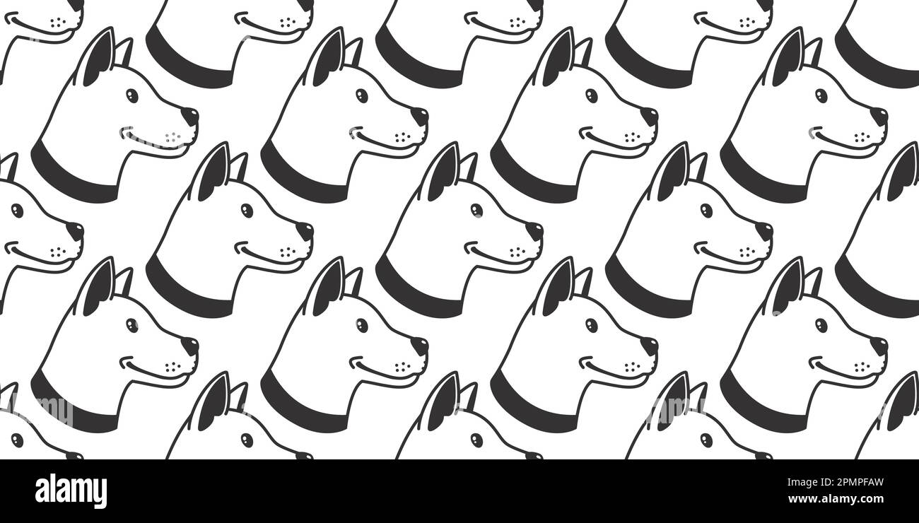 Chien sans couture motif vectoriel chien Bulldog tête chien sourire papier peint toile de fond isolée Illustration de Vecteur