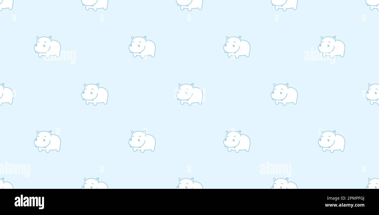Hippo Seamless Pattern hippopotamus vector isolé fond d'écran bleu Illustration de Vecteur