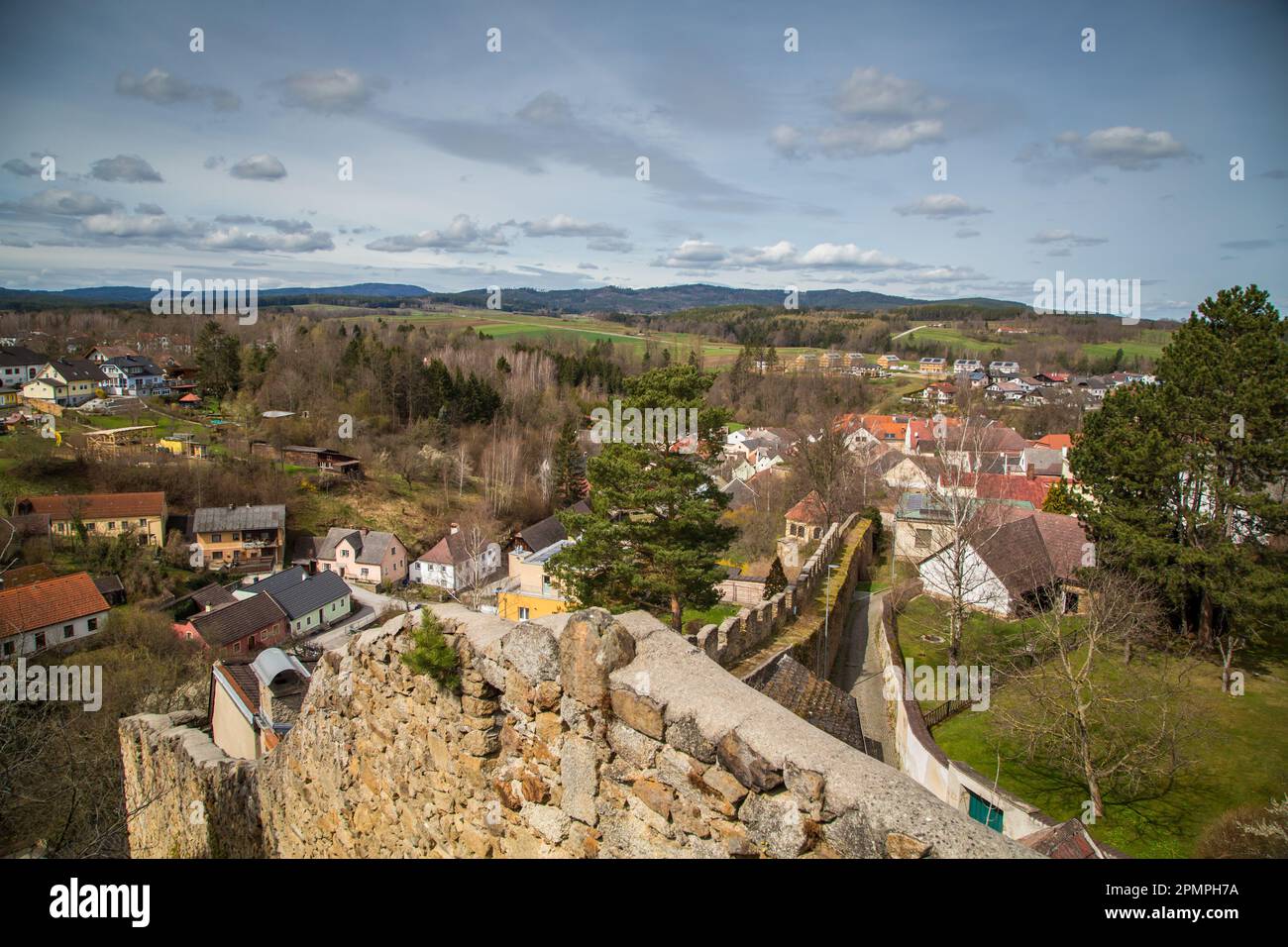 Vue depuis la terrasse d'observation, Weitra, Waldviertel, Autriche Banque D'Images