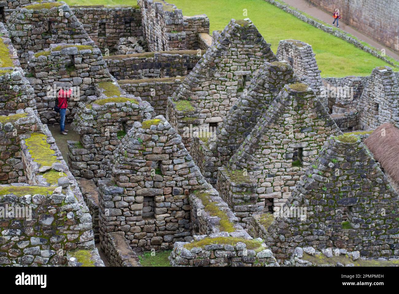 Vue de la partie résidentielle du Machu Picchu ; Machu Picchu, Pérou Banque D'Images
