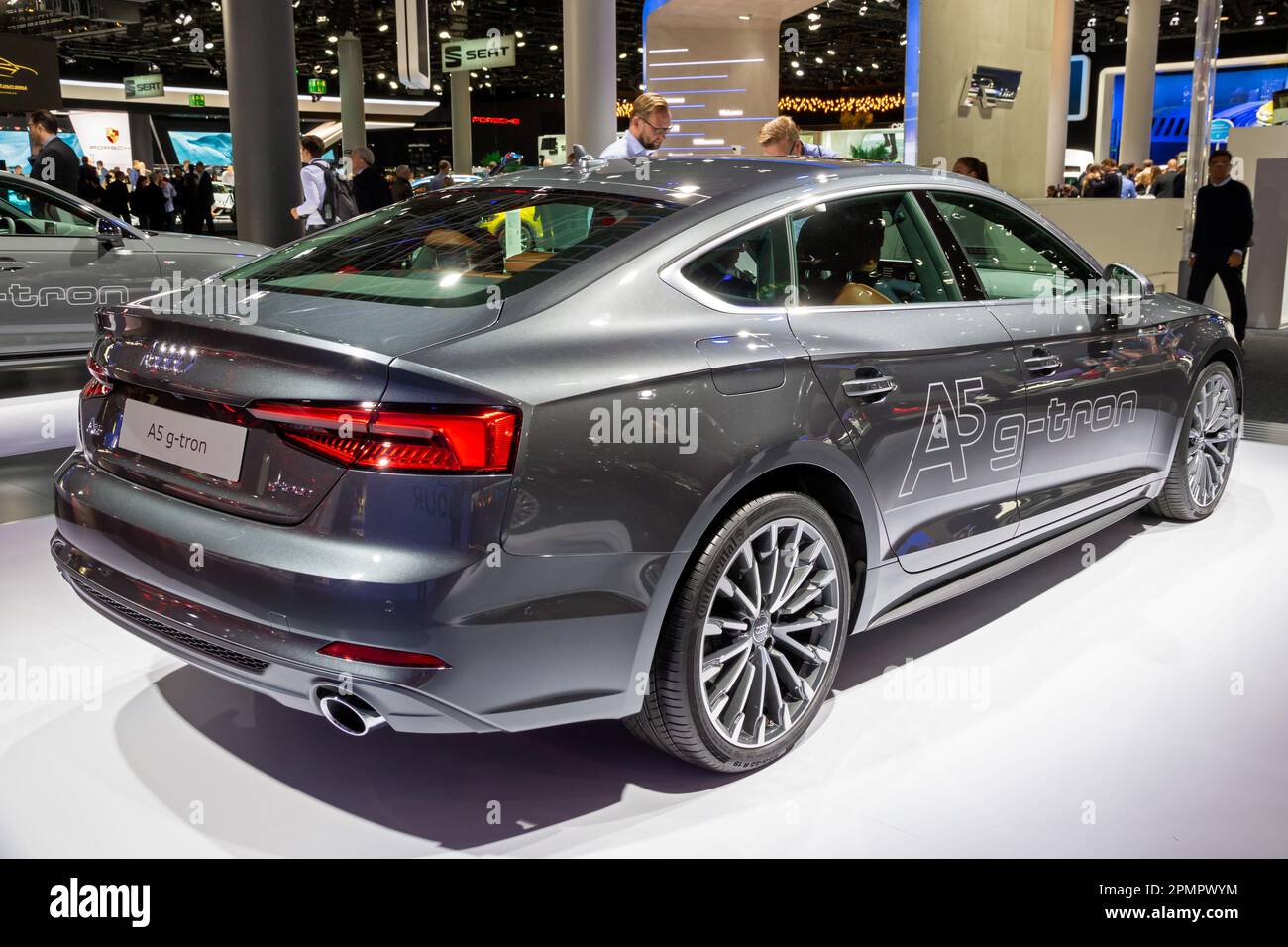 Audi A5 Sportback g-tron au salon automobile IAA de Francfort. Allemagne - 12 septembre 2017. Banque D'Images