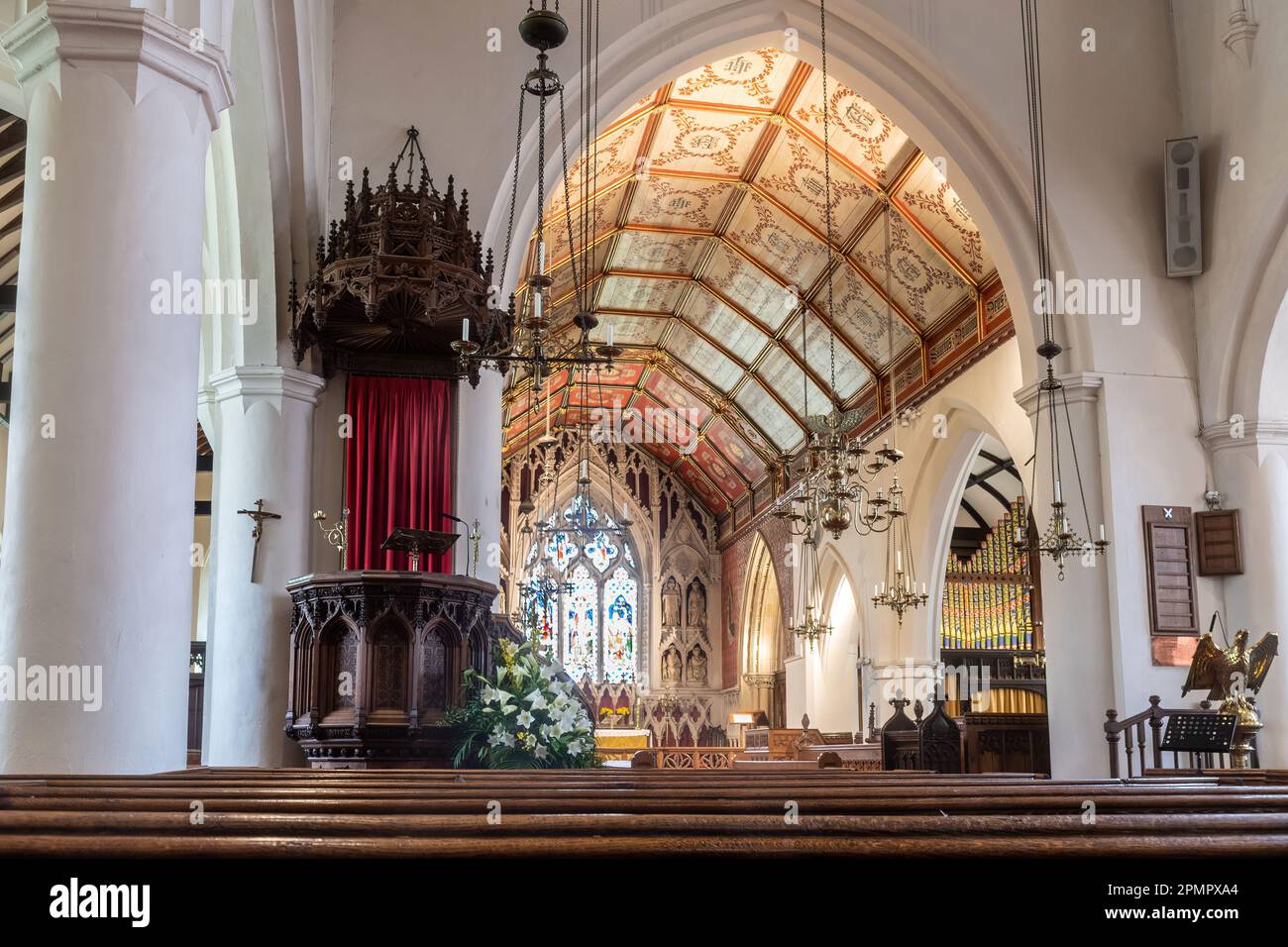 Intérieur de l'église St Andrew, une église paroissiale dans le village de Sonning-on-Thames, Berkshire, Angleterre, Royaume-Uni, un bâtiment classé Grade II* Banque D'Images