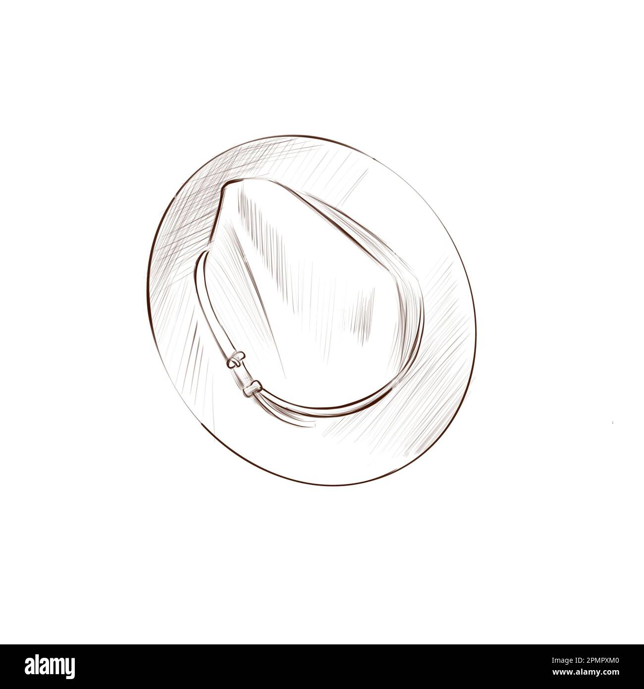 Chapeau pour hommes pour le camping. Headaddress pour les scouts de garçon. Chapeau pour la randonnée ou la chasse. Illustration en forme de doodle, isoler sur un fond blanc. Banque D'Images