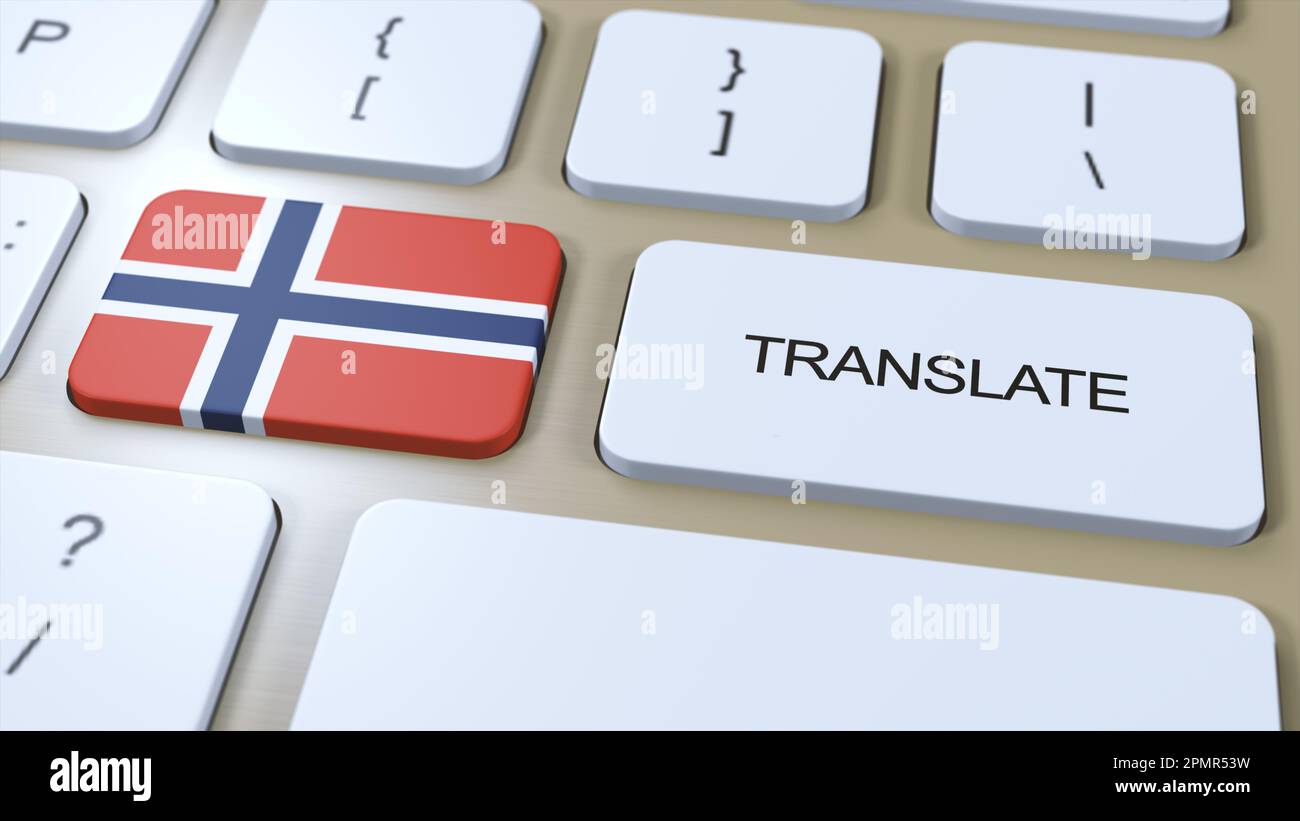 Traduire le concept de langue norvégienne. Traduction de mot. Avec texte sur le clavier. 3D Illustration. Banque D'Images