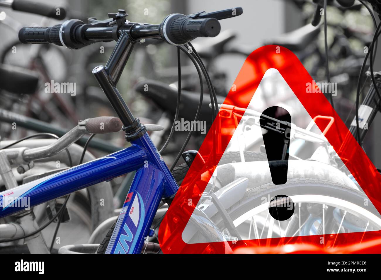 Avertissement : vélo et sécurité Banque D'Images