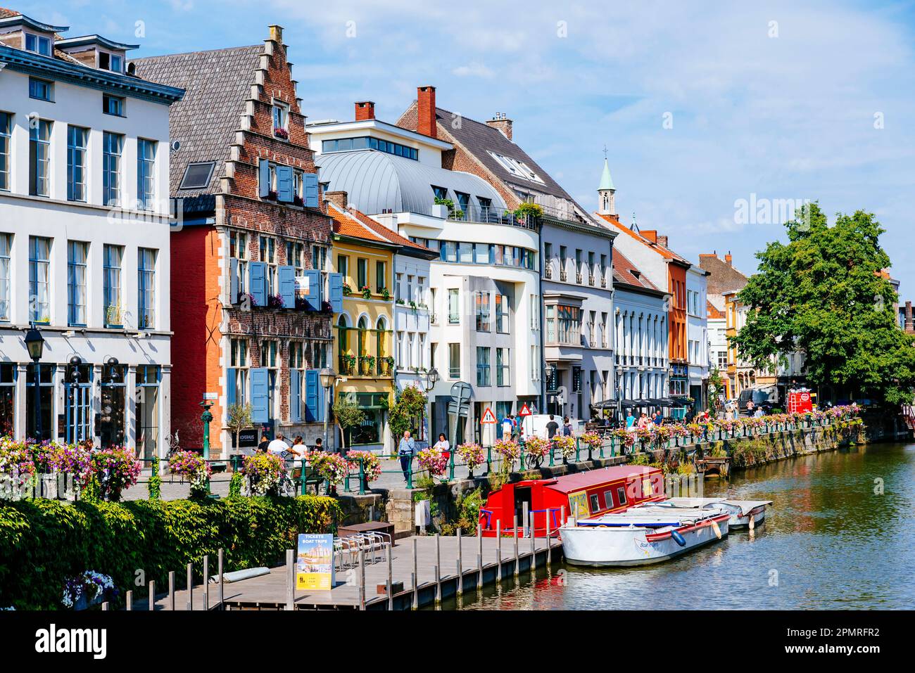 Vue depuis le pont Vleeshuisbrug. Gand, Flandre orientale, région flamande, Belgique, Europe Banque D'Images