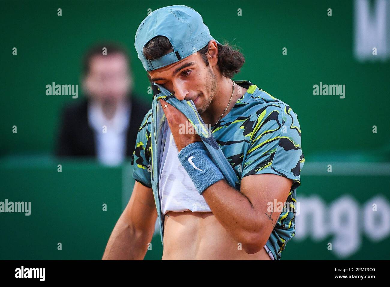 13 avril 2023, Rome, France: Lorenzo MUSETTI d'Italie semble abattu lors du Rolex Monte-Carlo, ATP Masters 1000 tennis sur 13 avril 2023 au Monte-Carlo Country Club de Roquebrune Cap Martin, France - photo Matthieu Mirville/DPPI/LiveMedia. (Credit image: © Matthieu Mirville/LPS via ZUMA Press) USAGE ÉDITORIAL SEULEMENT! Non destiné À un usage commercial ! Banque D'Images