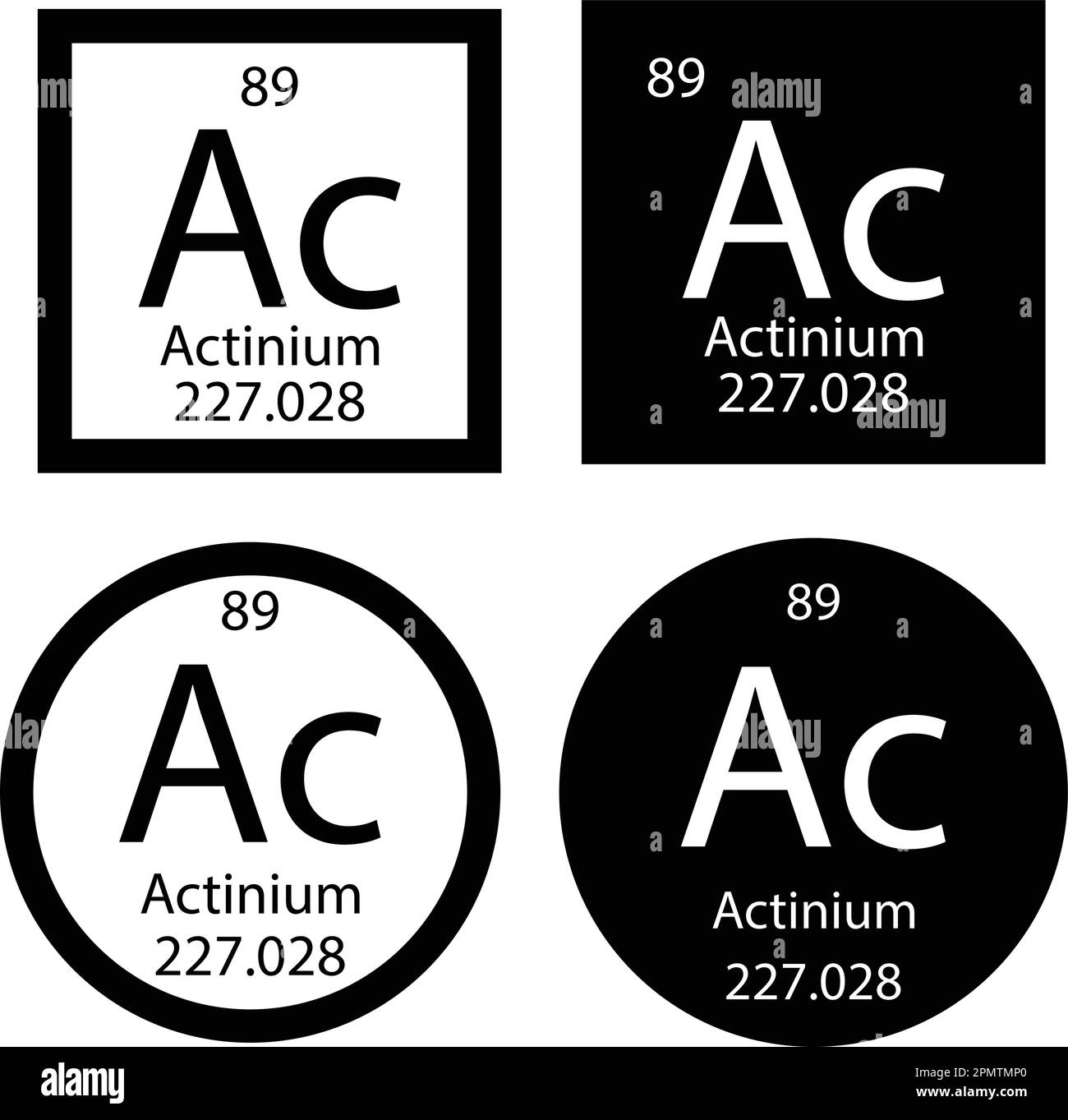 Symbole chimique de l'élément de tableau périodique actinium molécule chimie vecteur atome icône Illustration de Vecteur