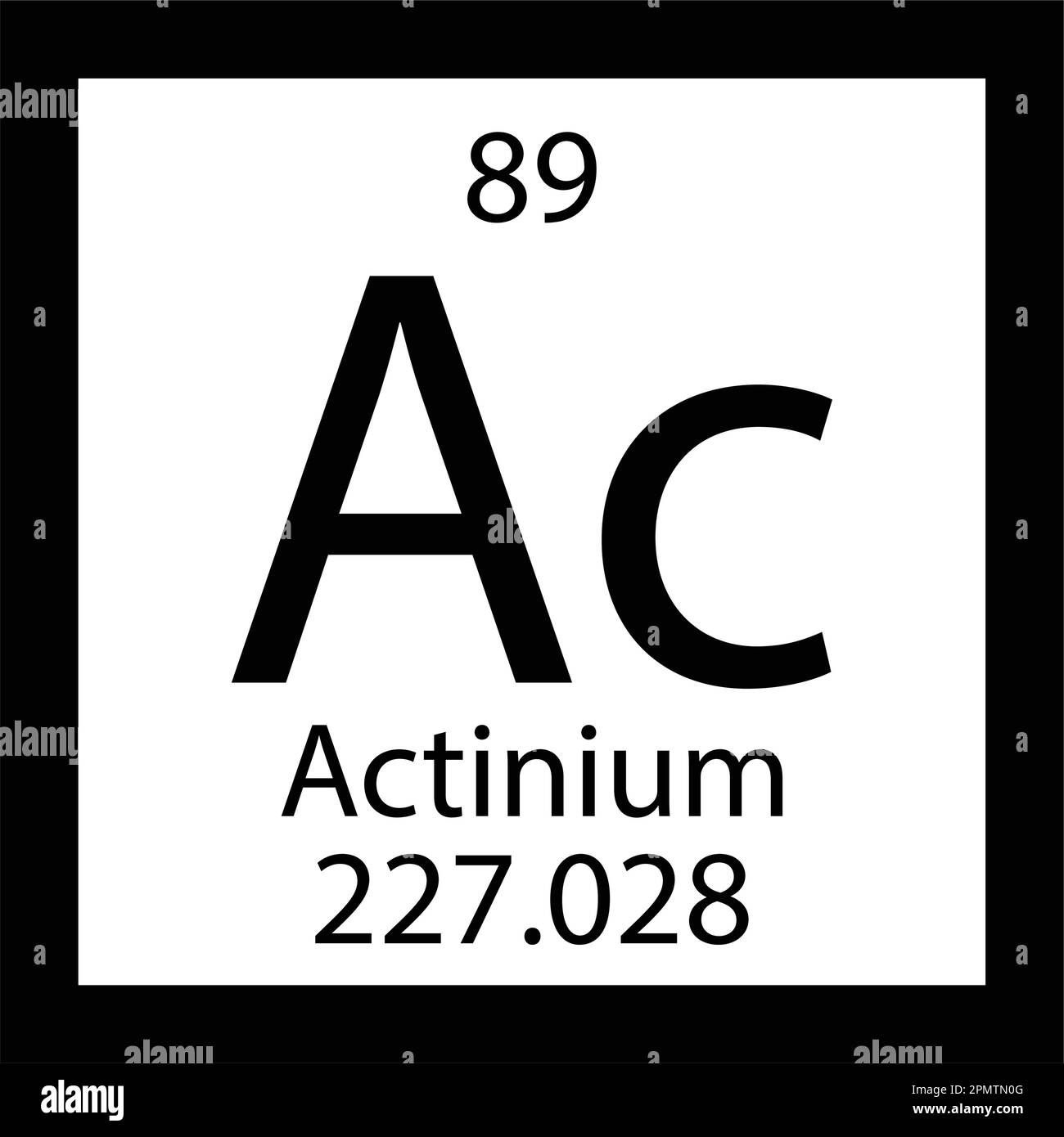 Symbole chimique de l'élément de tableau périodique actinium molécule chimie vecteur atome icône Illustration de Vecteur