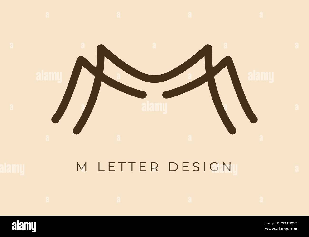 Ligne unique mono en couleur de la lettre M initiale Illustration de Vecteur