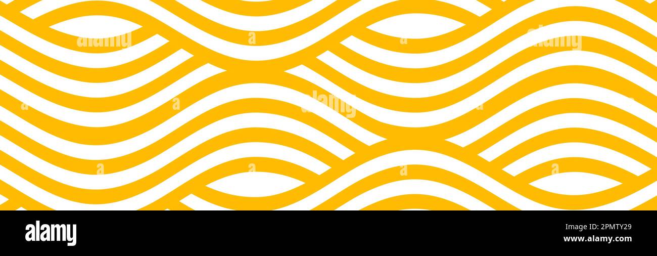 Texture jaune instantanée de nouilles, pâtes et spaghetti avec lignes ondulées géométriques. Ramen, motif vectoriel de pâtes. Contexte résumé illustration alimentaire Illustration de Vecteur