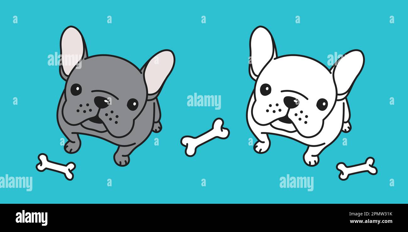 chien vecteur french bulldog pug sit os illustration personnage doodle dessin animé Illustration de Vecteur