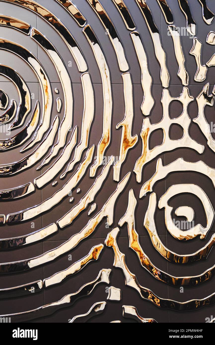 Anneaux concentriques dorés. Matériau de finition décoratif Banque D'Images