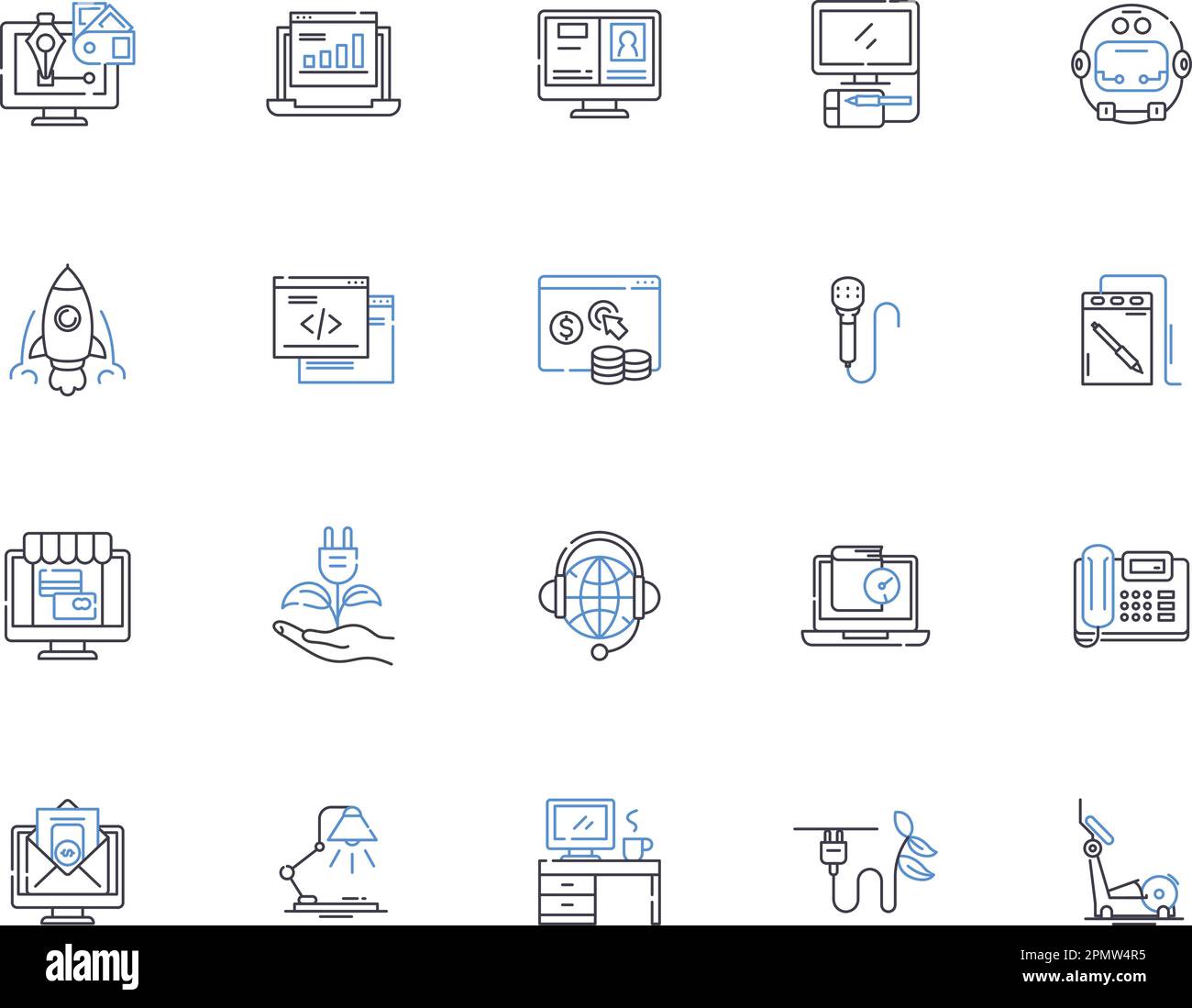 Collection d'icônes de contour de l'électronique. Électronique, gadgets, téléviseurs, téléphones, ordinateurs, ensemble de concepts pour ordinateurs portables, tables vectorielles et illustrations. écrans Illustration de Vecteur