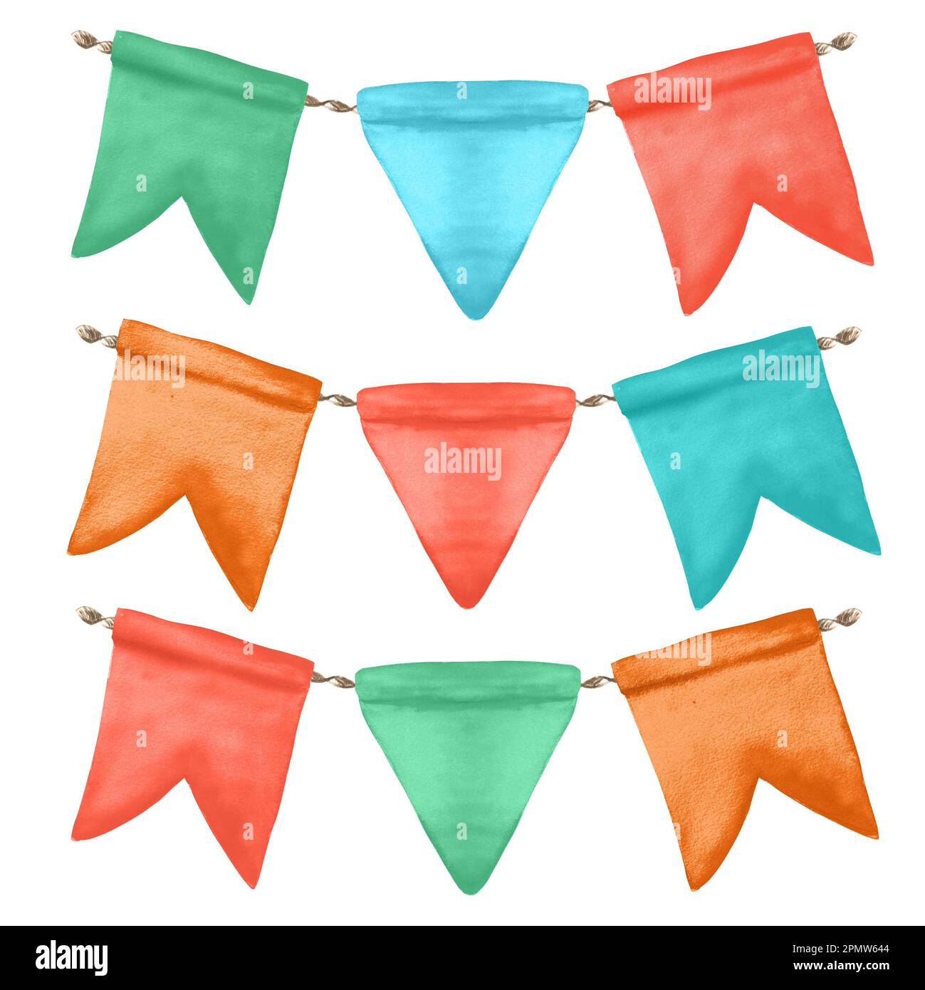 Drapeaux de Noël à l'aquarelle dessinés à la main. Illustrations pour cartes postales, impression, etc Une partie de la grande série D'illustrations ISLANDAISES Banque D'Images