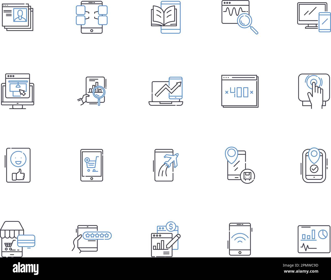 Collection d'icônes de contour de tablette. Tablette, iPad, Samsung, Android, ASUS, Kindle, Apple Vector et illustration. Surface, Motorola, Dell Illustration de Vecteur
