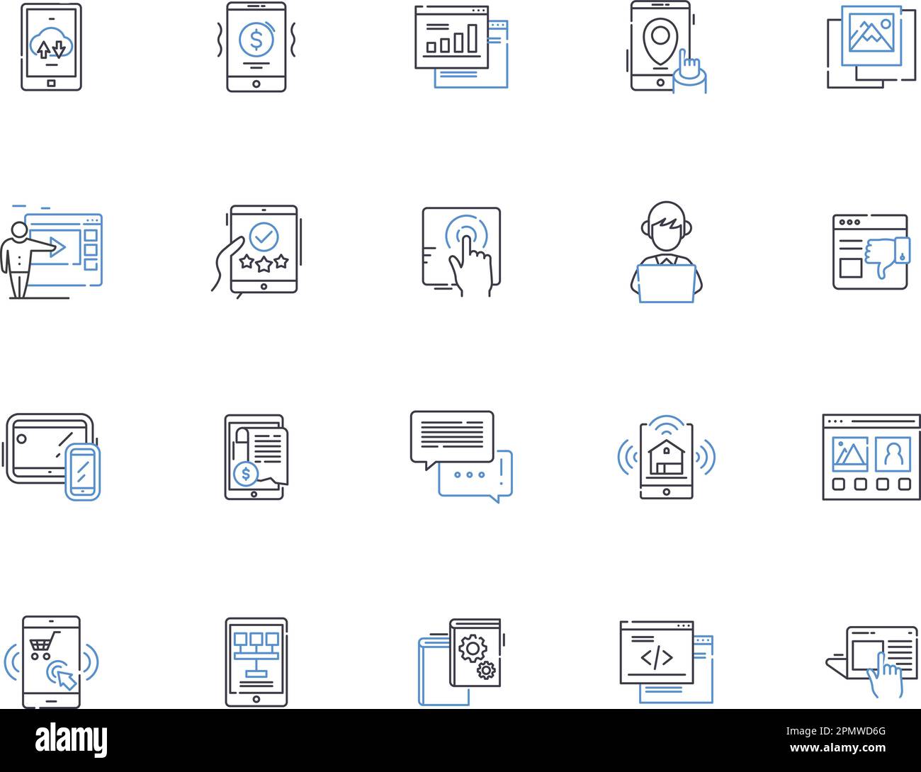 Collection d'icônes de contour de tablette. Tablette, iPad, Samsung, Android, ASUS, Kindle, Apple Vector et illustration. Surface, Motorola, Dell Illustration de Vecteur