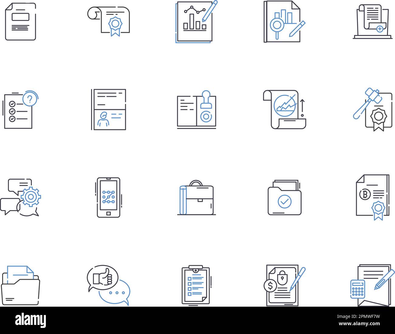 Collection d'icônes de contour de texte et de rédaction. Rédaction de texte, rédaction de texte, édition, relecture, storytelling, Publication, vecteur de contenu et illustration Illustration de Vecteur