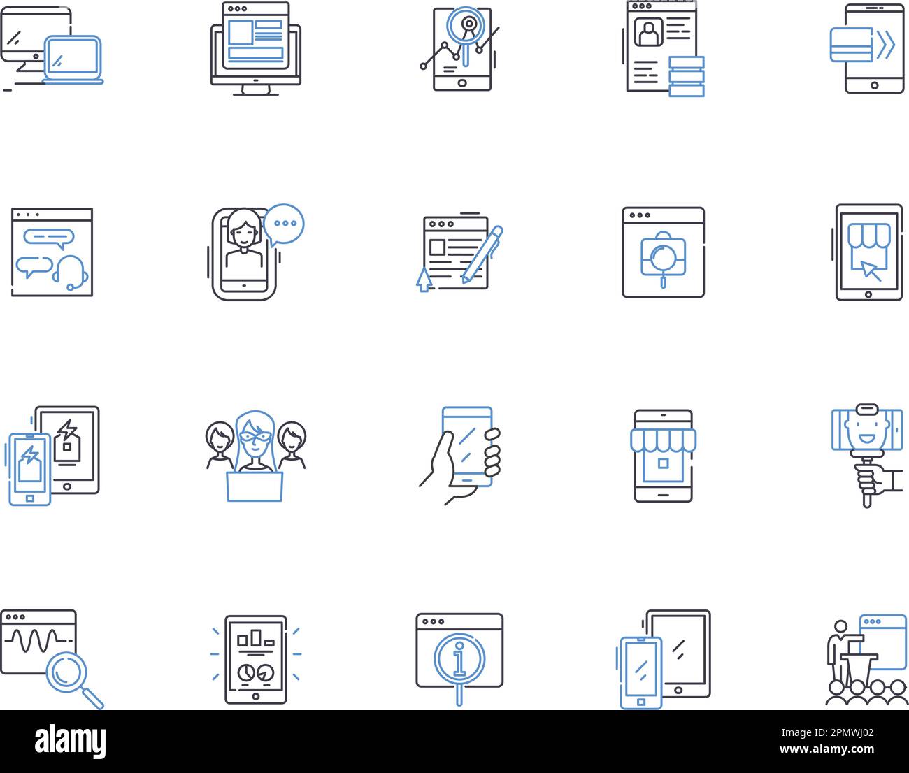 Collection d'icônes de contour de tablette. Tablette, iPad, Samsung, Android, ASUS, Kindle, Apple Vector et illustration. Surface, Motorola, Dell Illustration de Vecteur