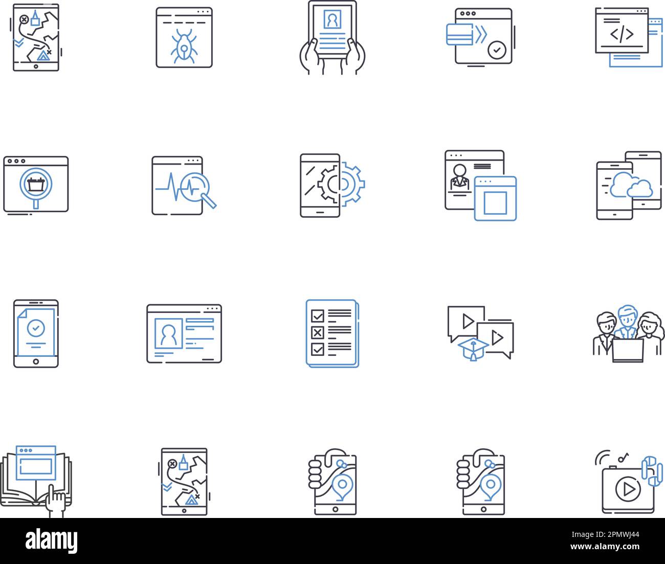 Collection d'icônes de contour de tablette. Tablette, iPad, Samsung, Android, ASUS, Kindle, Apple Vector et illustration. Surface, Motorola, Dell Illustration de Vecteur